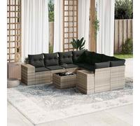 Ziaphsol Salon de Jardin modulable 9 pièces Gris Clair en résine tressée, canapé Fauteuil Pouf Angle Module siège Banquette avec Coussins Amovibles, terrasse Balcon Patio Lounge extérieur