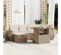 Ziaphsol Salon de Jardin modulable avec Coussins Beige résine tressée Table Basse Ajustable pour terrasse Balcon Patio mobilier extérieur Complet