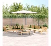 Ziaphsol Salon de Jardin modulable en Bois d'acacia Massif 6 pcs, canapé Fauteuil Pouf Angle, siège Banquette Sofa méridienne, terrasse Balcon Patio véranda Lounge détente, Structure avec Dossier