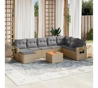 Ziaphsol Salon de Jardin modulable en résine tressée Beige, canapé Fauteuil Pouf Angle, élément siège, Banquette Lounge avec Coussins, Structure Acier, terrasse Balcon Patio véranda, 9 pièces