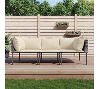 Ziaphsol Salon Jardin 3 pièces Gris en résine tressée avec Coussins Beige, Ensemble modulable canapé d’Angle et Central, mobilier extérieur pour terrasse Balcon Patio, Confortable et Durable