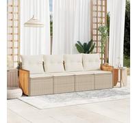 Ziaphsol Salon Jardin 4 pcs Beige résine tressée Ensemble mobilier extérieur avec Coussins Amovibles Housse Lavable Rangement intégré pour terrasse Balcon Patio détente Repas réception