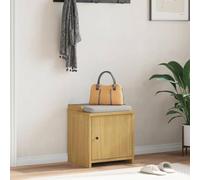 Ziaphsol SANDNES Banc de couloir en pin massif aspect noyer 45 x 40 x 50 cm Banc coffre couloir avec compartiment pour chaussures, espace de rangement, entrée et salon