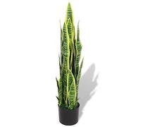 Ziaphsol Sansevieria Chanvre d'arc artificiel en plastique et fil de fer avec tronc en bois véritable, hauteur 90 cm, 30 feuilles, dans pot pour salon, bureau, balcon, intérieur et extérieur, réaliste