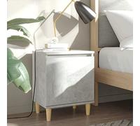 Ziaphsol Scandinavian Style Bedside Tables with Wooden Legs 2 pcs in Grey Concrete Finish 40x30x50cm Modern Bedroom Furniture with Storage compartments for Living Room Or Bedroom Decor