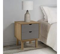 Ziaphsol Scandinavian Style OTTA Bedside Table in Natural Pine Wood with Two Spacious Drawers, 45x39x57 cm Compact Design for Bedroom, Living Room, Or Lounge