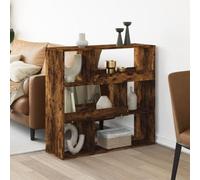 Ziaphsol Séparateur de pièce en chêne fumé 100 x 33 x 94,5 cm avec 6 étagères, bibliothèque polyvalente, espace de rangement pour salon, bureau, chambre d'enfant, peu encombrant, montage mural stable