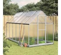 Ziaphsol Serre avec cadre de fondation, argenté, 334 x 169 x 202 cm, aluminium et polycarbonate, surface de culture de 5,64 m², système de gouttière, ventilation 5 voies pour entretien du jardin et