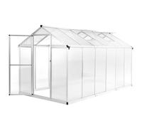 Ziaphsol Serre en aluminium - 362 x 190 x 195 cm - 13,41 m³ - Avec double barre en polycarbonate UV et fenêtre de ventilation - Résistant aux intempéries - Pour tomates, culture, balcon, terrasse