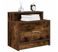Ziaphsol Set of 2 Scandinavian-Style Bedside Tables with Drawer and Open Compartment in Smoked Oak Finish 51x31x47 cm Ideal for Bedroom Or Living Room Decor and Storage