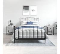 Ziaphsol Set of 2 Sonoma Grey Bedside Tables 34x35.5x45cm with Durable Engineering Wood and Metal Frame for Bedroom Modern Vintage Style Storage and Decor