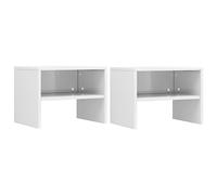 Ziaphsol Set of 2 White Glossy Bedside Tables 40x30x30cm Wooden Engineering Modern Bedroom Nightstands with Open Compartments for Living Room and Bedroom Decor