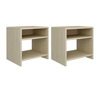 Ziaphsol Set of Two Bedside Tables Crafted from Durable Engineered Wood with a Natural Oak Finish Measuring 40x30x40 Centimeters, Ideal for Bedroom, Living Room, Or Dormitory
