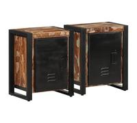 Ziaphsol Set of Two Multicolour Bedside Tables Made from Solid Mango Wood with Dimensions 40 x 30 x 51 cm, Ideal for Bedroom, Living Room Or Bedside, Offering Stylish Storage and Stable Surface