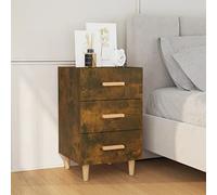 Ziaphsol Sleek Smoked Oak Bedside Table 40x40x66 cm Engineered Wood with Three Drawers Modern Bedroom Decor Suitable for Living Room Or Bedroom Furniture with Stable Top and Wall Fixation Device