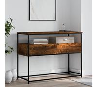 Ziaphsol Sleek Smoked Oak Wood Console Table 100x40x75 cm with Metal Frame Modern Industrial Design for entryway Living Room Hallway with Adjustable Legs and Ample Storage Space