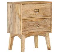 Ziaphsol Solid Mango Wood Nightstand 40x35x55 cm with 2 Drawers Modern Vintage Bedside Table for Bedroom Living Room with Wall Mount Fixation Suitable for Adult and Child Rooms