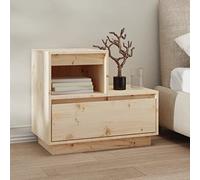 Ziaphsol Solid Pine Wood Nightstand 60x34x51 cm with Drawer and Storage Shelf for Bedroom Living Room Modern Scandinavian Rustic Furniture