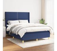 Ziaphsol Sommier à Lattes avec Matelas 140x190 cm Bleu, Cadre de lit en Bois tapissé, Matelas à Ressorts ensachés, Cadre Plateforme pour Chambre, surmatelas en Tissu Doux