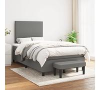 Ziaphsol Sommier à Lattes avec Matelas Gris foncé 120x200cm Tissu Polyester Cadre de lit en Bois Ressorts ensachés tête de lit réglable Banc de Bout Multifonctionnel