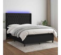 Ziaphsol Sommier tapissier à Lattes 140x200 cm Noir avec Matelas à Ressorts ensachés, surmatelas Doux, tête de lit réglable en Tissu Polyester, Bande LED intégrée pour Chambre Confortable