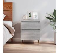 Ziaphsol Sonoma Gray Bedside Table 40x35x50 cm Wooden Engineering Modern Nightstand with Drawer Metal Legs for Bedroom Living Room Dormitory Suitable for Adult and Child