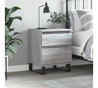 Ziaphsol Sonoma Gray Bedside Table 40x35x50 cm Wooden Engineering with Drawer Metal Legs Modern Vintage Bedroom Nightstand with Storage Niche for Living Room Or Bedroom