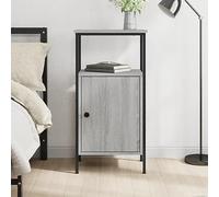 Ziaphsol Sonoma Gray Bedside Table 41x31x80 cm Wooden Engineering Frame Modern Industrial Nightstand with Storage Shelf and Adjustable Feet for Bedroom Living Room