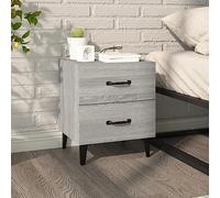 Ziaphsol Sonoma Gray Bedside Table with Two Drawers Industrial Style Nightstand 40x35x47.5cm Modern Wooden and Metal Bedroom Furniture for Living Room Dormitory and Child Room