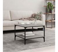 Ziaphsol Sonoma Gray Coffee Table 55x55x40 cm with Wooden Engineering Surface Modern Industrial Style with Metal Frame for Living Room Bedroom Lounge and Office Use