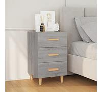 Ziaphsol Sonoma Gray Nightstand 40x40x66 cm Wooden Engineering Bedside Table with 3 Drawers Modern Scandinavian Design for Bedroom Living Room Dormitory