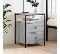 Ziaphsol Sonoma Gray Nightstand 44x45x60 cm Industrial Wood Metal Bedside Table with Storage and Adjustable Legs for Bedroom Living Room Modern Vintage Design