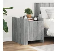Ziaphsol Sonoma Gray Nightstand 45x50x50 cm Wooden Engineering Bedside Table with Storage Shelf for Bedroom Living Room Modern Scandinavian Style