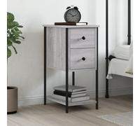 Ziaphsol Sonoma Grey Bedside Table 32x42x70 cm Wood and Metal Compact Nightstand with Storage for Bedroom Lounge Modern Scandinavian Industrial Design