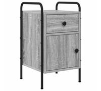 Ziaphsol Sonoma Grey Bedside Table 35 x 36.5 x 61 cm Engineered Wood with Steel Frame Modern Industrial Design Reversible Door Adjustable Feet Bedroom Or Living Room Furniture