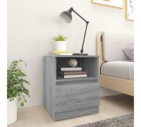 Ziaphsol Sonoma Grey Bedside Table 40x40x50 cm Wooden Engineering Material Modern Scandinavian Style with Drawer and Storage Compartment for Bedroom Living Room Dormitory