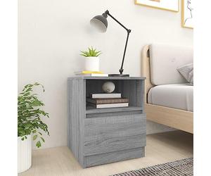 Ziaphsol Sonoma Grey Bedside Table 40x40x50 cm Wooden Engineering Material Modern Scandinavian Style with Drawer and Storage Compartment for Bedroom Living Room Dormitory