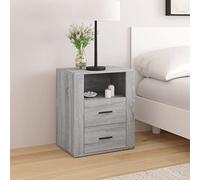 Ziaphsol Sonoma Grey Nightstand 50x36x60 cm Engineered Wood Modern Vintage Bedside Table with 2 Drawers and Storage Compartment for Bedroom Living Room Or Dorsitory