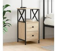 Ziaphsol Sonoma Oak Nightstand 34x35.5x70 cm Wooden Bedside Table with Storage Drawer Metal Frame Modern Bedroom Or Living Room Furniture for Adult and Child Use