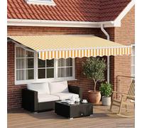 Ziaphsol Store banne auvent rétractable électrique Jaune et Blanc 3,5 x 2 m, Toile pergola extérieure en Aluminium, Parasol Solaire pour terrasse Balcon Jardin Patio, Protection ombrage Pluie Chaleur