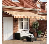 Ziaphsol Store banne auvent rétractable électrique Jaune et Orange 4 x 3,5 m, Toile pergola en Polyester PU, Bras Robustes, Mural pour terrasse Balcon Jardin Patio, Protection Solaire et Pluie légère