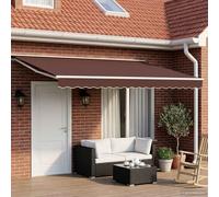 Ziaphsol Store banne auvent rétractable électrique Marron et Blanc 4 x 3 m, Toile pergola en Polyester 240 GSM, Aluminium et Acier, ombrage pour terrasse Balcon Jardin Patio, Protection Exterieur