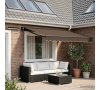 Ziaphsol Store banne auvent rétractable électrique Taupe 3,5 x 2 m, Toile pergola en Polyester 240 g, Cadre Aluminium Acier, Brise Vue pour terrasse Balcon Jardin Patio