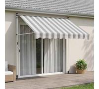 Ziaphsol Store banne auvent rétractable Manuel Anthracite et Blanc 200 cm Toile pergola extérieure en Polyester 180 g/m² avec revêtement PU, Balcon Jardin Patio, Ombre et Protection