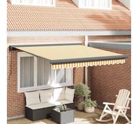 Ziaphsol Store banne auvent Toile Jaune et Blanc 3 x 2,5 m, pergola en Aluminium, Parasol rétractable Mural pour terrasse, Balcon, Jardin, Patio, ombrage extérieur