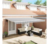 Ziaphsol Store banne manuel, anthracite, blanc, 500 x 300 cm, bras articulé, manivelle, protection solaire, protection UV, brise-vue, résistant aux intempéries, durable, cadre en aluminium