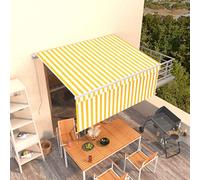Ziaphsol Store banne rétractable 300 x 250 cm Jaune et Blanc, auvent Manuel Mural pour terrasse Balcon Jardin Patio, Toile pergola en Aluminium Enduit de Poudre, ombrage et intimité