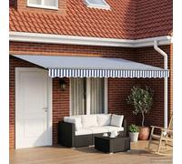 Ziaphsol Store banne rétractable électrique 5 x 3 m Bleu Blanc Anthracite, auvent Toile pergola pour terrasse Jardin Patio, Aluminium et Polyester, ombrage Solaire Protection extérieure