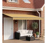 Ziaphsol Store banne rétractable électrique, auvent Mural 4 x 3,5 m Jaune Gris Anthracite, Toile Polyester PU 240 g, Bras Robustes, ombrage terrasse Jardin Patio Veranda