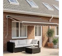 Ziaphsol Store banne rétractable électrique Taupe 5 x 3,5 m, Toile pergola en Polyester PU, auvent Mural Semi Cassette pour terrasse Balcon Jardin, Protection Exterieur Contre Soleil Pluie Chaleur